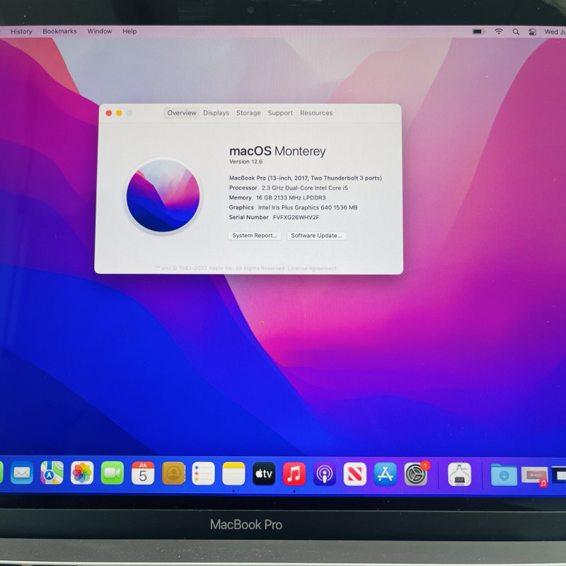 MacBook Pro 13 2017 Space  i5 2.3ghz 16/256